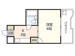ジョイパレス南観音 1Kの間取図画像