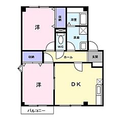 フォレスト.M 2DKの間取図画像