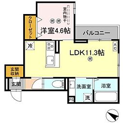 campanella江波二本松 2階1LDKの間取り