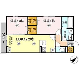 コンフォール　メゾン 2階2LDKの間取り