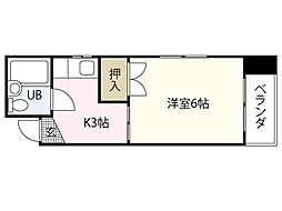 ＹＹビル宝町 3階1Kの間取り