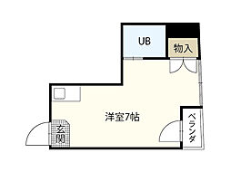 浜田ビル 3階ワンルームの間取り