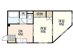 グレージュビル 2DKの間取図画像