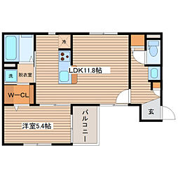 Cocon翠 1LDKの間取図画像