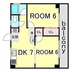 岩田ビル 3階2DKの間取り