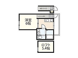 ＲＩＤＥＲＥ（リーデレ）井口 2階1Kの間取り