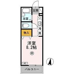 セジュール 1階ワンルームの間取り