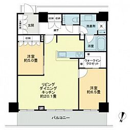 グランクロスタワー広島 44階2LDKの間取り