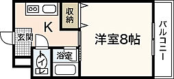 ルーエ祇園 1階1Kの間取り