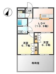 ラペル・シャトー 2LDKの間取図画像