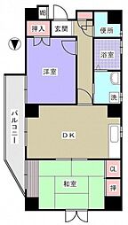 エーデル宇品海岸通り 6階2DKの間取り