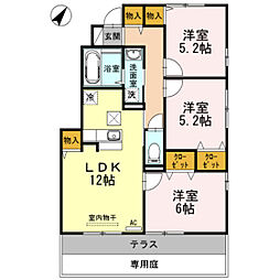 メルヴェーユ　I 1階3LDKの間取り