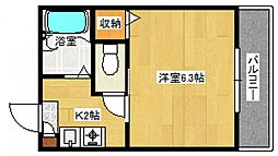セフィラ岩崎 2階1Kの間取り