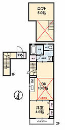 ラヴェール庚午 2階1SLDKの間取り