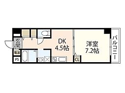 フェリシア西広島駅前 7階1DKの間取り