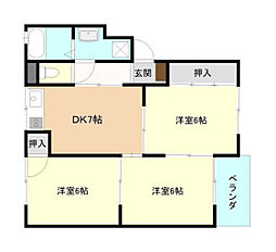 トリヴァンベール平山 3DKの間取図画像