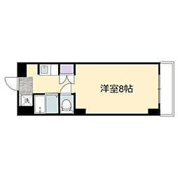 カルティエ宇品西 4階ワンルームの間取り