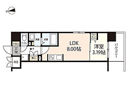エスポワールI 5階1LDKの間取り