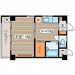 コートドール3 3階1DKの間取り