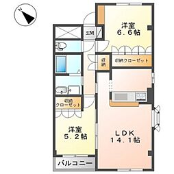 East Court Village 3階2LDKの間取り