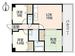 ル・セーヌ中筋 2階3LDKの間取り