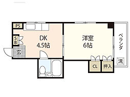 ヴィラ大州通り 1DKの間取図画像