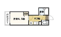 メゾフォルテ大宮 3階1Kの間取り