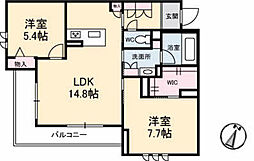 Ｌａｆｉｔｅ（ラフィット） 2階2LDKの間取り