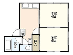 シティーコーポ木坂 2階2DKの間取り