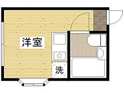 コーポ三木 1階ワンルームの間取り
