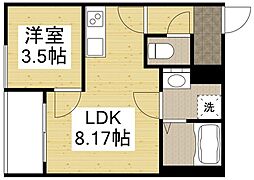 エフコート1 3階1LDKの間取り