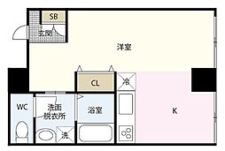 モンフレール ワンルームの間取図画像