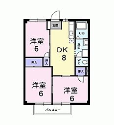 ニューシティ松田 3DKの間取図画像