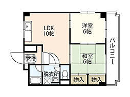 東宝牛田ビル 2LDKの間取図画像