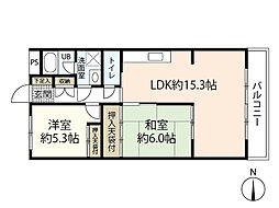 メゾン・クミジ 2LDKの間取図画像
