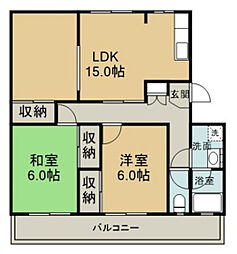 コーポラス弥生 2LDKの間取図画像