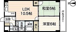 ライブ・コーポ辰広 2LDKの間取図画像