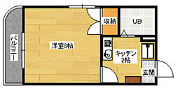 コーポ木村 1Kの間取図画像