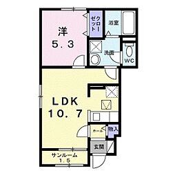 シャトーキンキA 1LDKの間取図画像