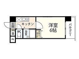 チェリス本田 1Kの間取図画像