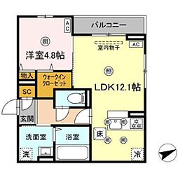 campanella船越 1LDKの間取図画像