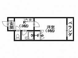 ステューディオ長束 1Kの間取図画像