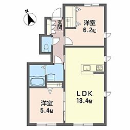 エクレールD 2LDKの間取図画像