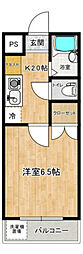 リベラル参番館 1Kの間取図画像