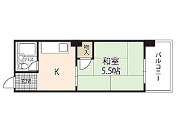 ハイネス観音 1Kの間取図画像