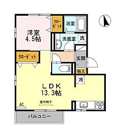 ヒルズ3 1LDKの間取図画像