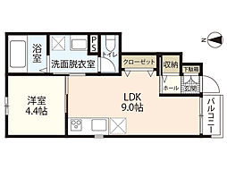 ハイツ海田稲荷町 1DKの間取図画像