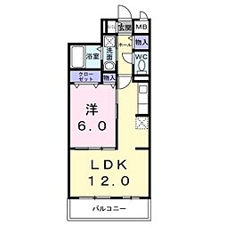 フラワーベル 1LDKの間取図画像