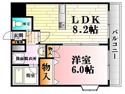 コンフォート原田 1LDKの間取図画像
