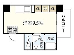 リバティ三篠 ワンルームの間取図画像